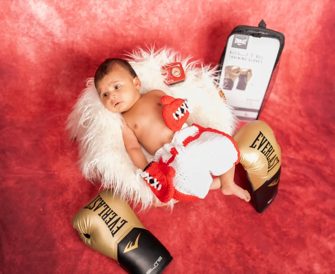 A newborn photographed in the studio in Berlin.